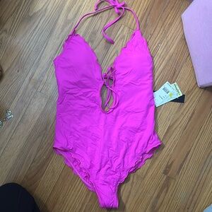 La Blanca Women's  Tie Front Keyhole Halter One Piece Swimsuit
Size 12